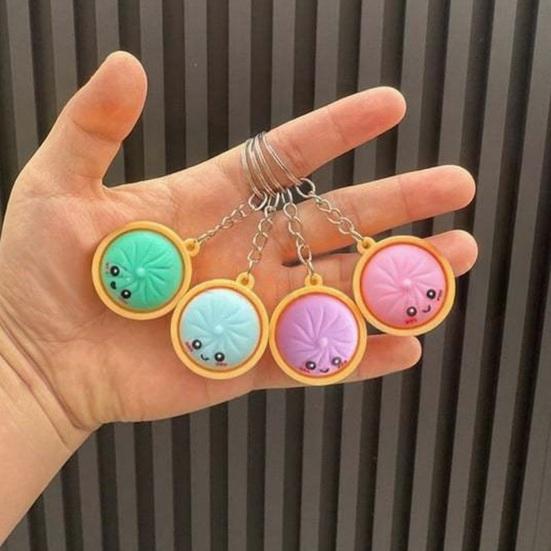 3Pcs Mini Dumpling Keychain Pendant Soft Food Charm Cartoon Snack Accessories for Bags Car