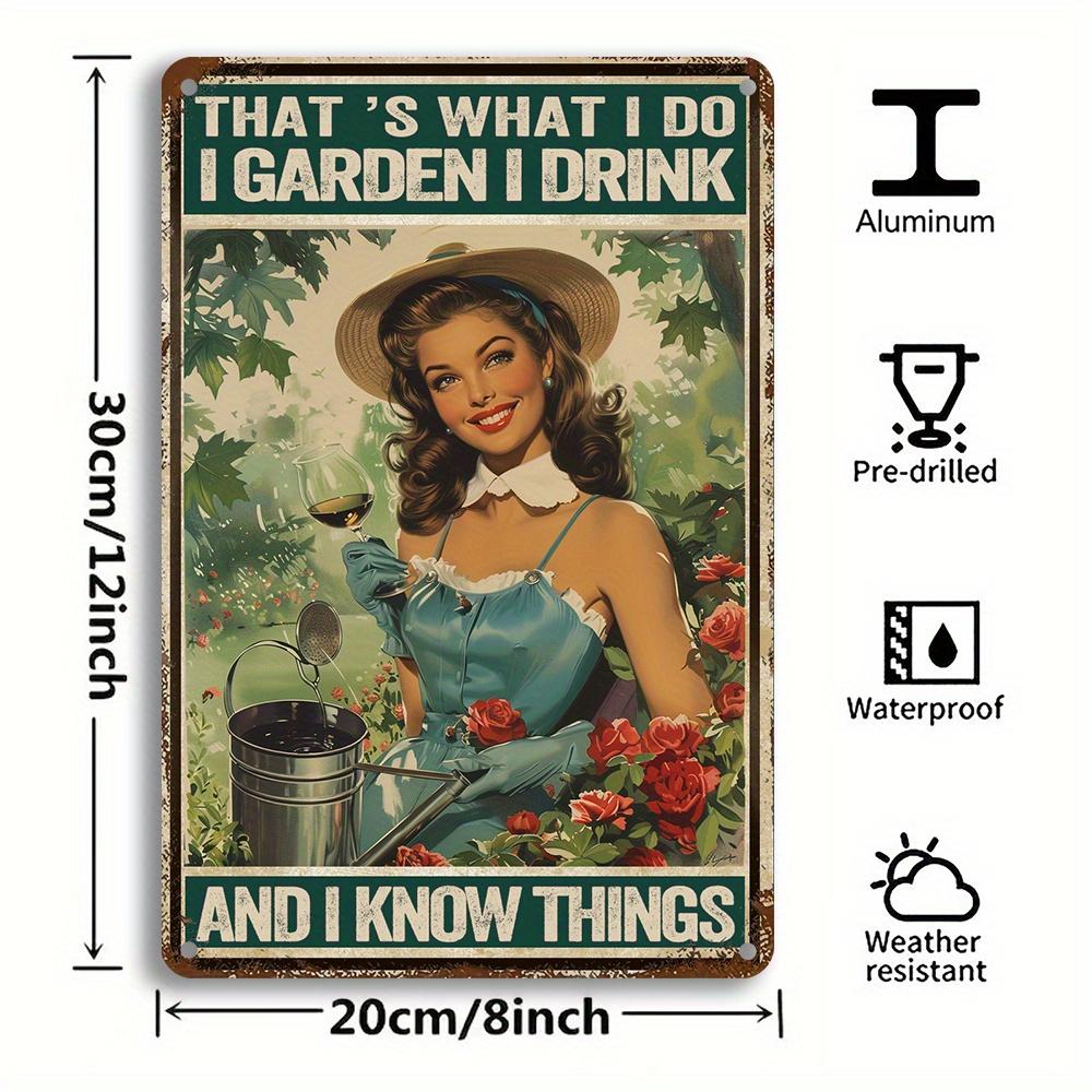 Vintage Style Aluminum Metal Tin Sign - Multi-purpose Wall Hanging Decoration Featuring the Quote "I Garden, I Like