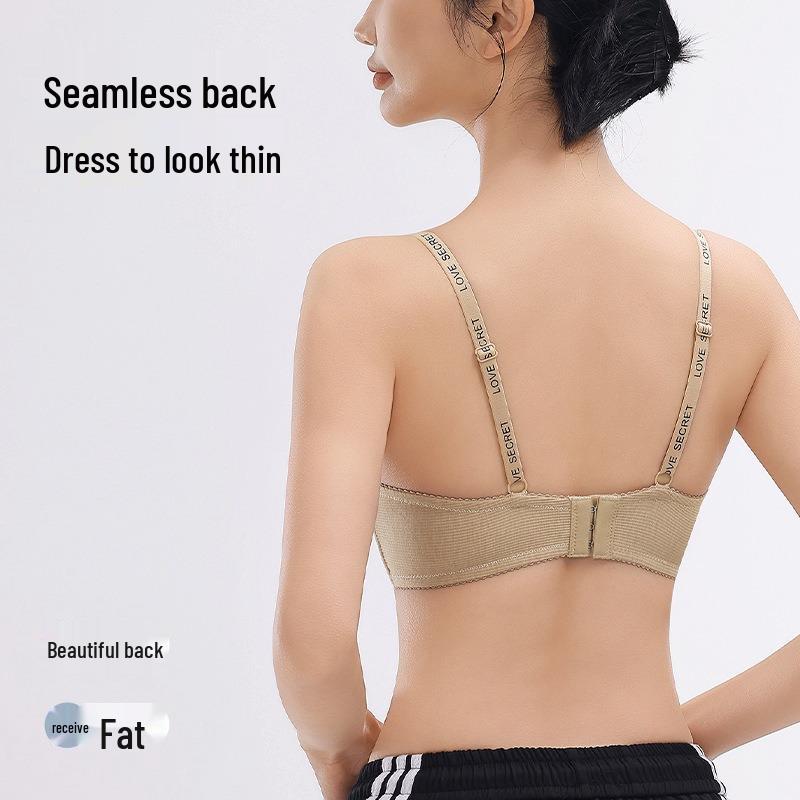Seamless Adjustable Push-Up Bra with Anti-Sagging Support & Letter Straps for Small Busts