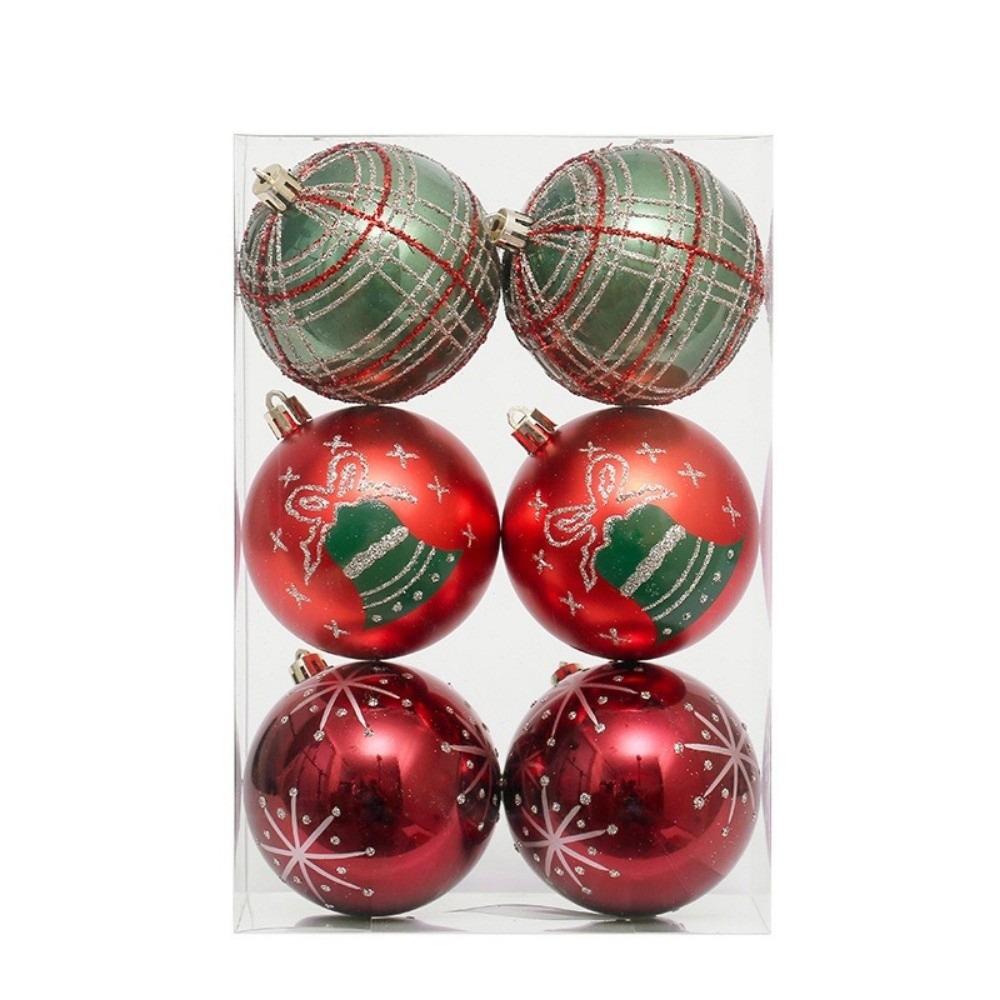 6PCS Plastic Glitter Christmas Ball Set 8cm Christmas Tree Baubles  Christmas Tree