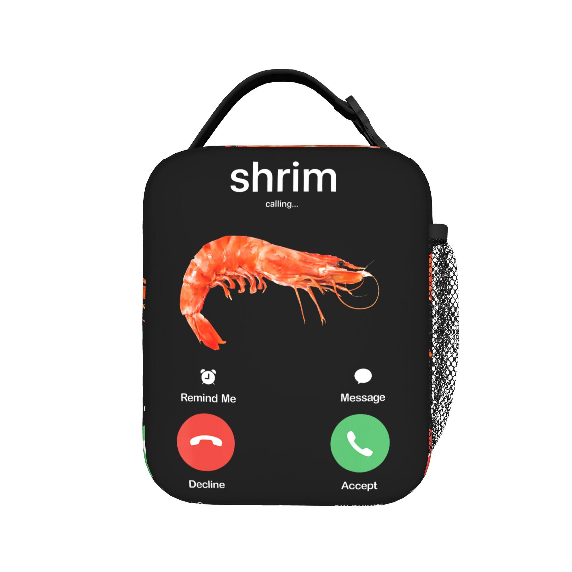 Shrim Calling Funny Meme Shrim is Calling Misspelled Lunch Bag For Child Portable Zipper Cooler Bag Oxford Thermal Tote Handbags One Size