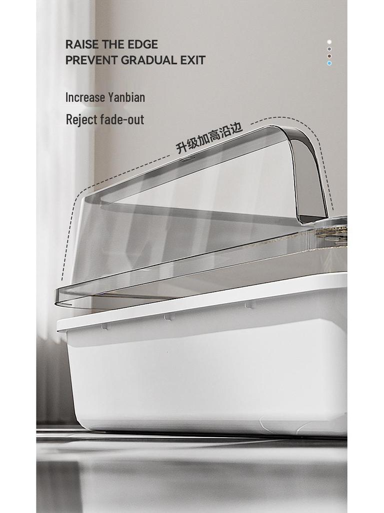 Extra Large Dust-Free Semi-Enclosed Cat Litter Box with Anti-Splash Design