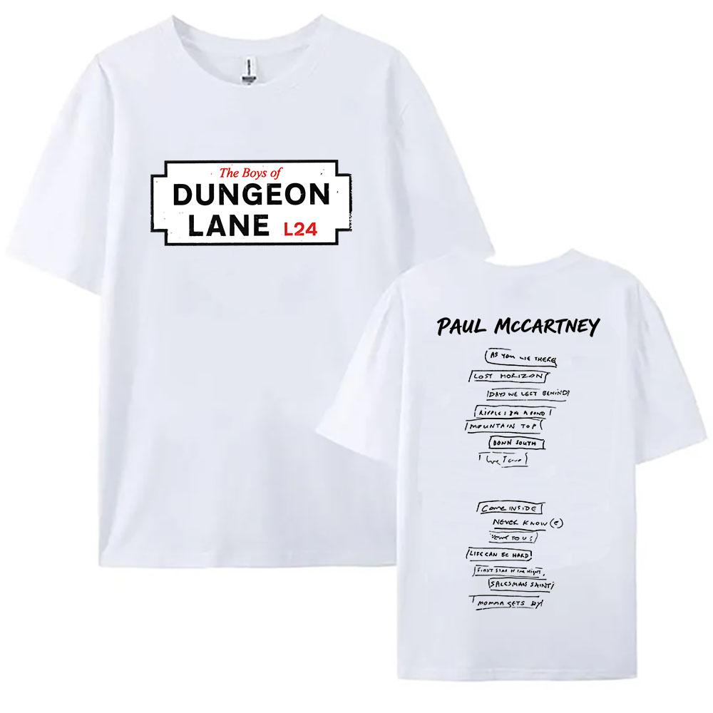 

The Boys of Dungeon Lane T-shirt Paul McCartney Singer Design Tshirts Cotton Summer Short Sleeve Female T Shirt Graphic Merch S білий