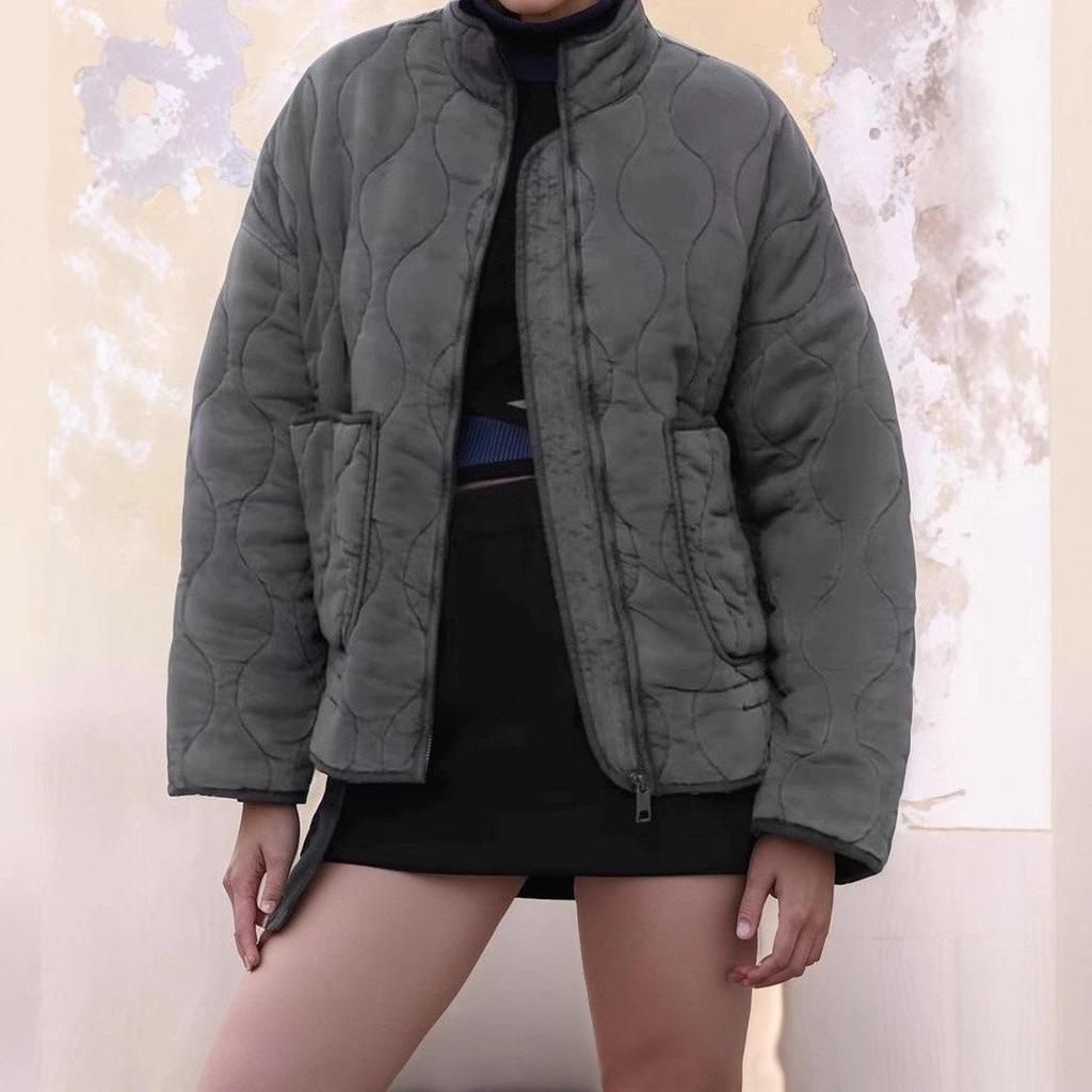 European & American Urban Casual Washed Cotton Padded Coat for Women, Autumn/Winter 2025 Collection
