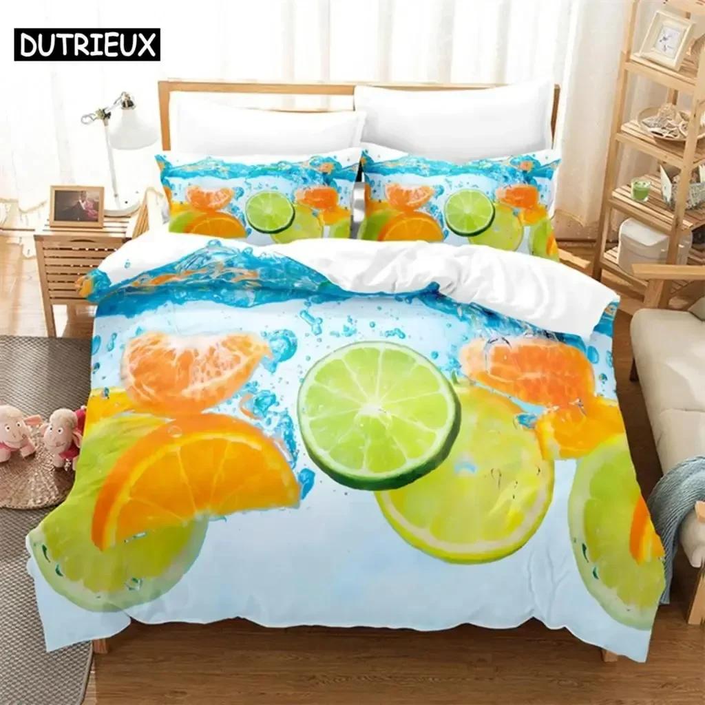 Luxury New 3D Print Summer Fruit Queen Bedding Set Duvet Cover Set Bedding Digital Printing Bed Linen King Size Duvet Cover Set