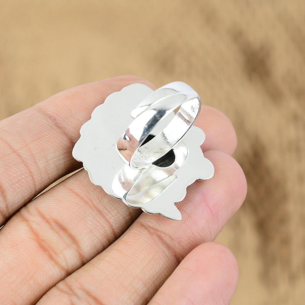 Oval Natural Silver Leaf Jasper 925 Silver Handcrafted Promise Engagement Ring