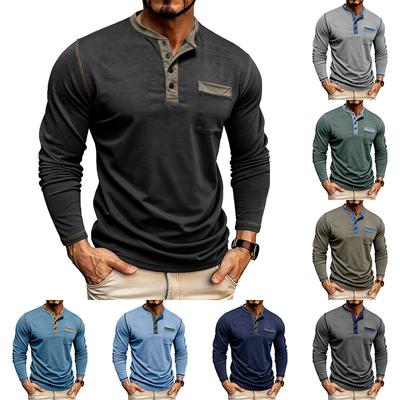 Axelärmar Herr Långärmad Patchwork T-shirt Casual Topp