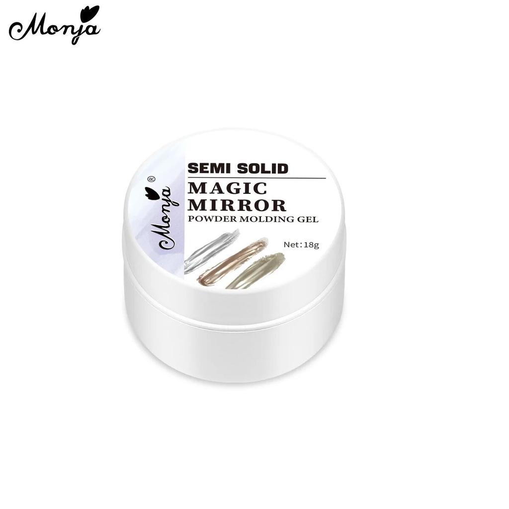 Monja 18ml Nail Art UV Glue Gel Polish Clear Semi Solid Magic 3D Mirror Powder Molding Sculpting Soak Off Salon Manicure Extension Strengthen Tool