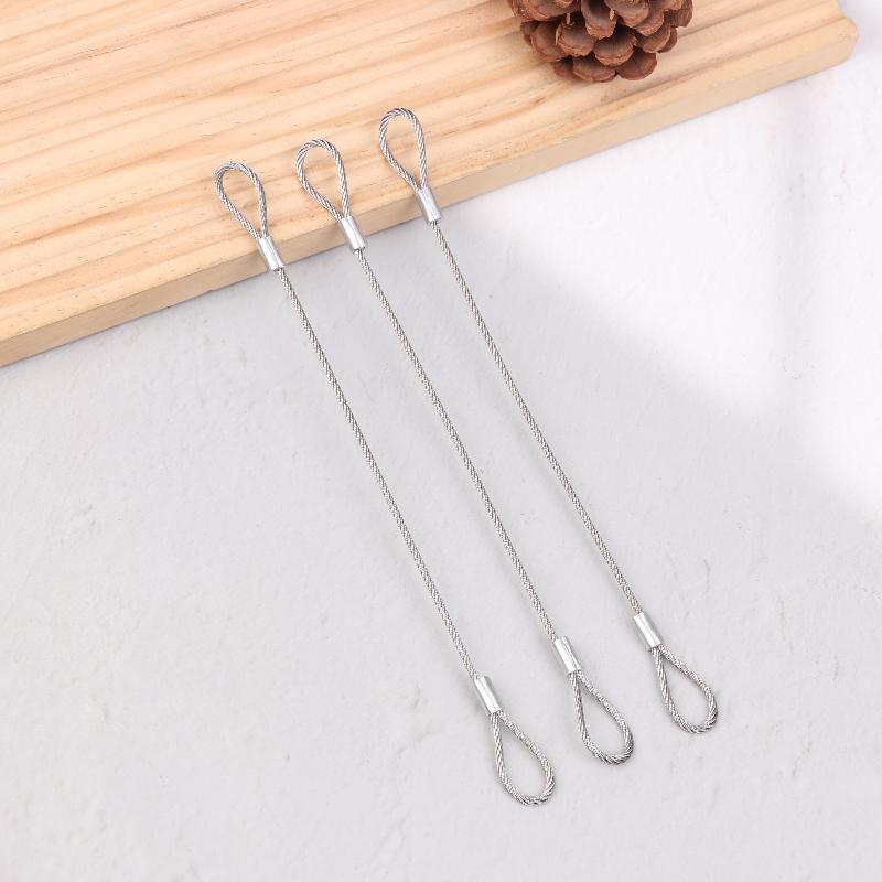 3 Pcs Safe 20Cm Safety Security Cable Wire Stainless Steel Sliver Stage Lights Rope Double Loop Daily