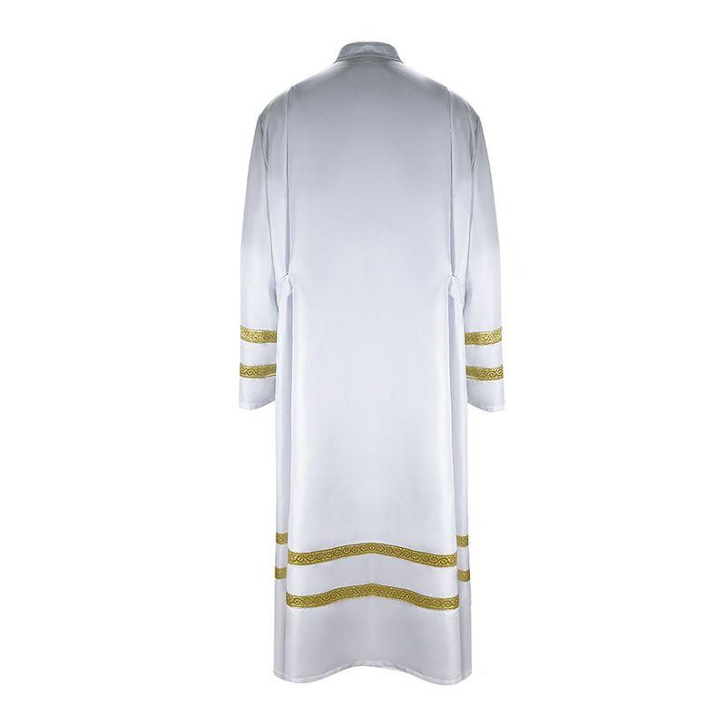 

Мода Мужской Белый Костюм Священника Косплей Платье Средневековая Миссионерская Роба Кос Одежда Костюм для Выступлений. Mission Robe Priest Dress XL