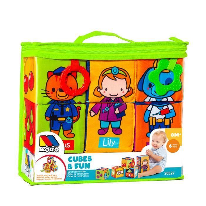 Blocs mous en tissu d'apprentissage - MOLTO - Cubes &amp; Fun - Bleu - Multicolor - Mixte