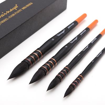 Dainayw Round Watercolor Brushes, Squirrel Hair Paint Brush Set  Wash/Mop 4 Brushes