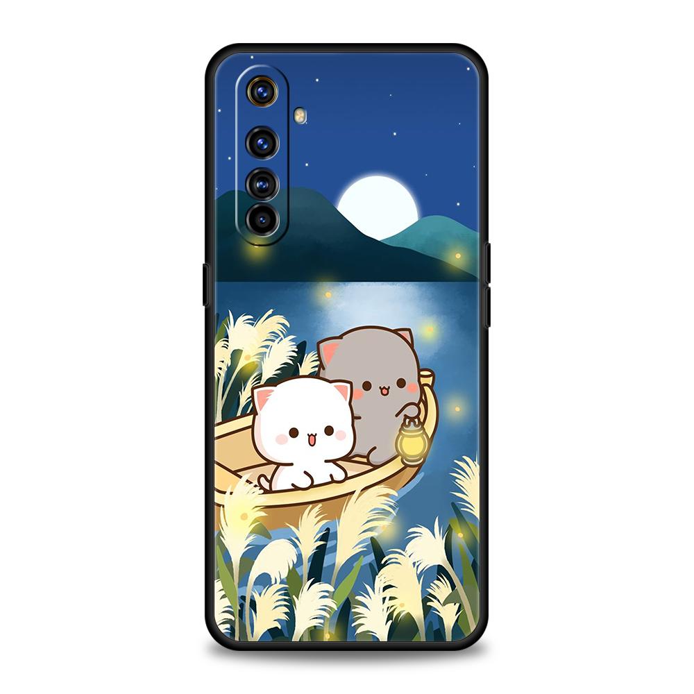Peach And Goma Cat Phone Case for Realme 8 9 Pro Plus 8i 9i 6 7 GT2 C21 C25 C3 C11 11 Pro 5G Plus Shockproof Silicone Shell Bags