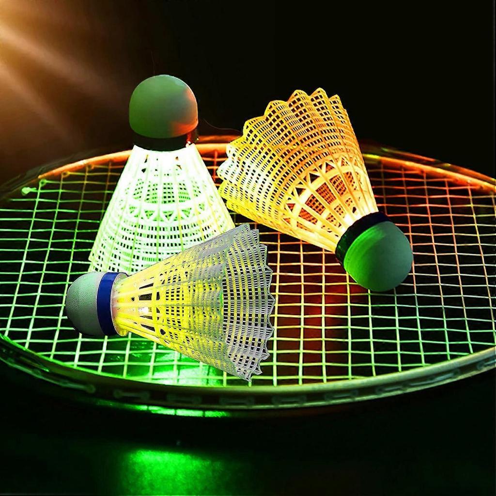 LED Badminton, 6 Pieces Badminton Light Up Shuttlecock, LED Badminton Ball Shuttlecock, Nylon Badminton with Great Stability and Durability for Indoor