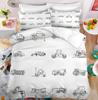 3D Print Excavator, Engineering Vehicle Bedding Set Kids Teenagers Winter Duvet Cover Set Bedroom Bed Linens Boys High-quality