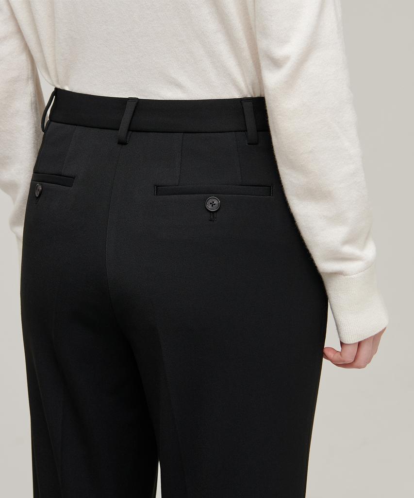 MUSINSA STANDARD WOMAN Women'S Heavyweight Fleece-Lined Slim Straight Hidden Elastic Waist Slacks [Black]