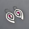 Pink Ruby Gemstone Silver Plated Dangle Drop Multi Electroformed Ethnic Earrings V-88