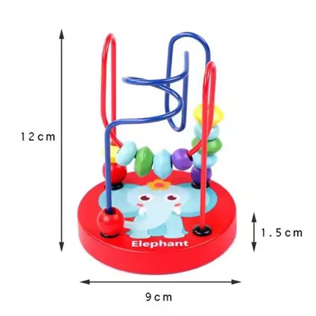 Montessori Wooden Toys for Kids Educational Math Bead Maze Roller Circle Wire Wooden Puzzle Cognitive Development Toys красный
