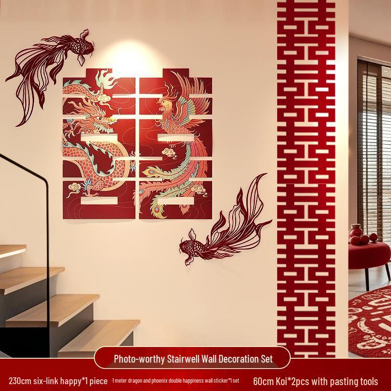 Conjunto de Decoração de Casamento: Decoração Lateral, Escadaria, Fundo de Parede, Quarto Lateral Masculino e Layout do Pátio