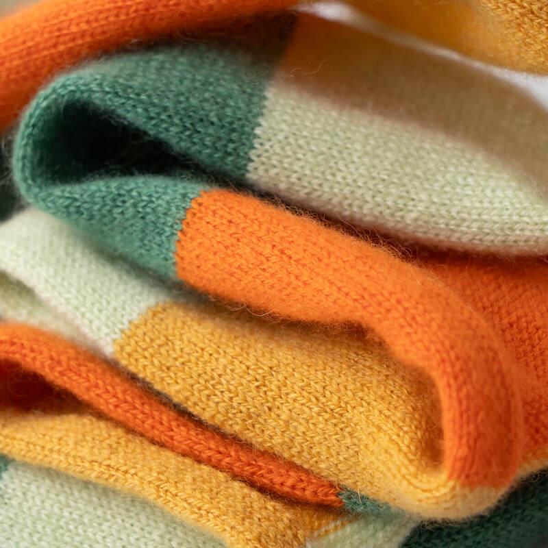 Sinuofude 100% Cashmere Spring Color-Block Scarf