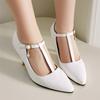 Women's High Heels Pumps Mary Jane Shoes T-strap Fashion Point White Red Heeled Party Wedding Office Shoes Female 2025 Spring