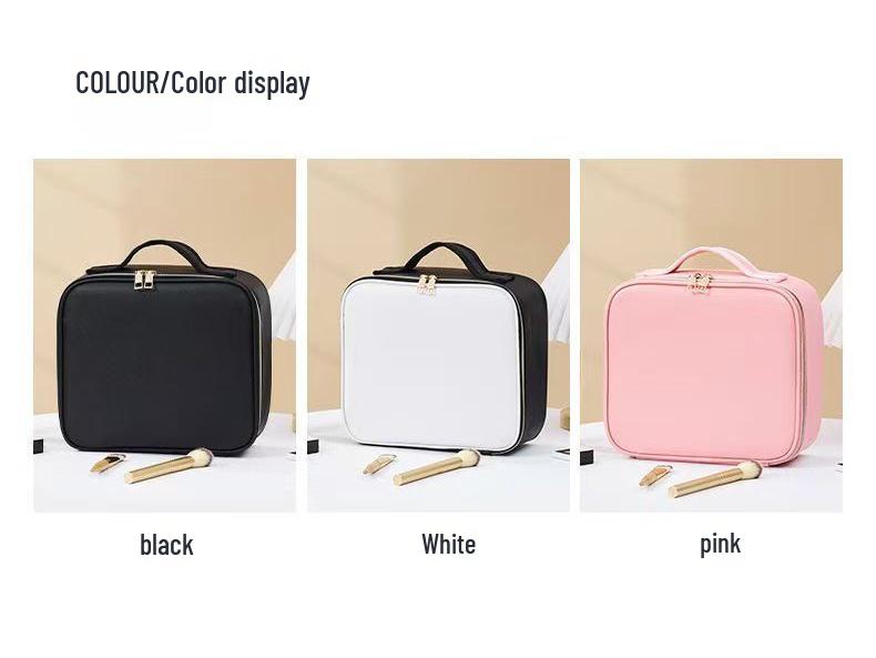 Large Capacity Detachable Makeup Bag with LED Mirror for Professional Use, Easy to Clean