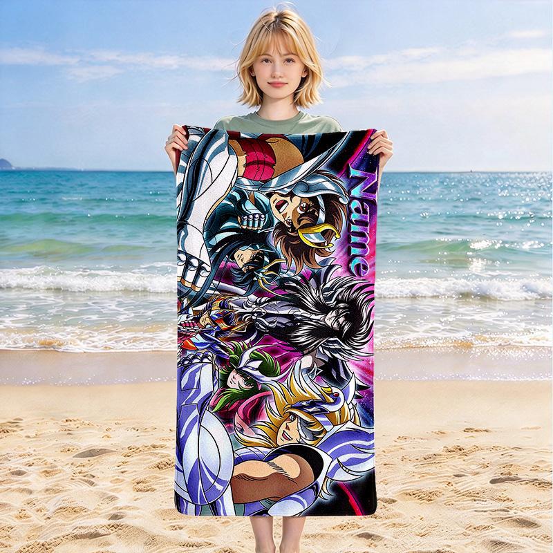 Custom Name Saint Seiya Stylish printed beach towel,a quick-drying, absorbent mat suitable for the beach, pool, gym, and travel fans gift