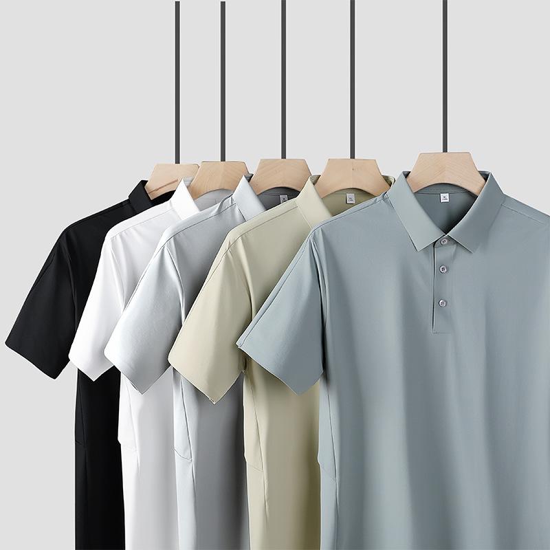 Seamless POLO Shirt T-shirt Ice-feeling Quick-drying Fabric Soft, Light-skin Breathable Lapel T-shirt Polo Shirt