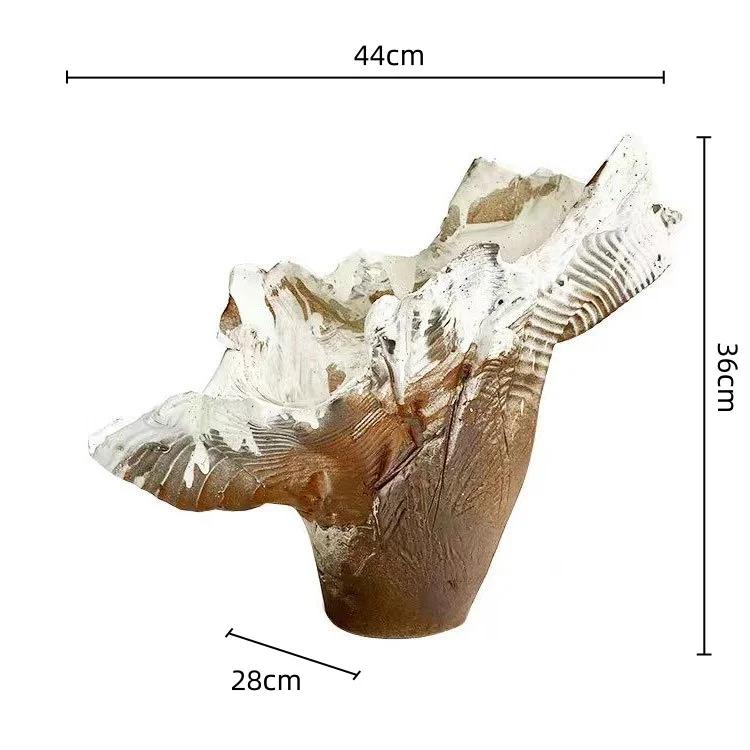 For Resin Handicraft Flower Vase Irregular Wide Mouth Flowerpot Abstract Resin Sculpture Floral Arrangement Home Decoration