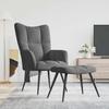 Vidaxl Armchair with Footstool, Dark Gray, Upholstered In Velvet