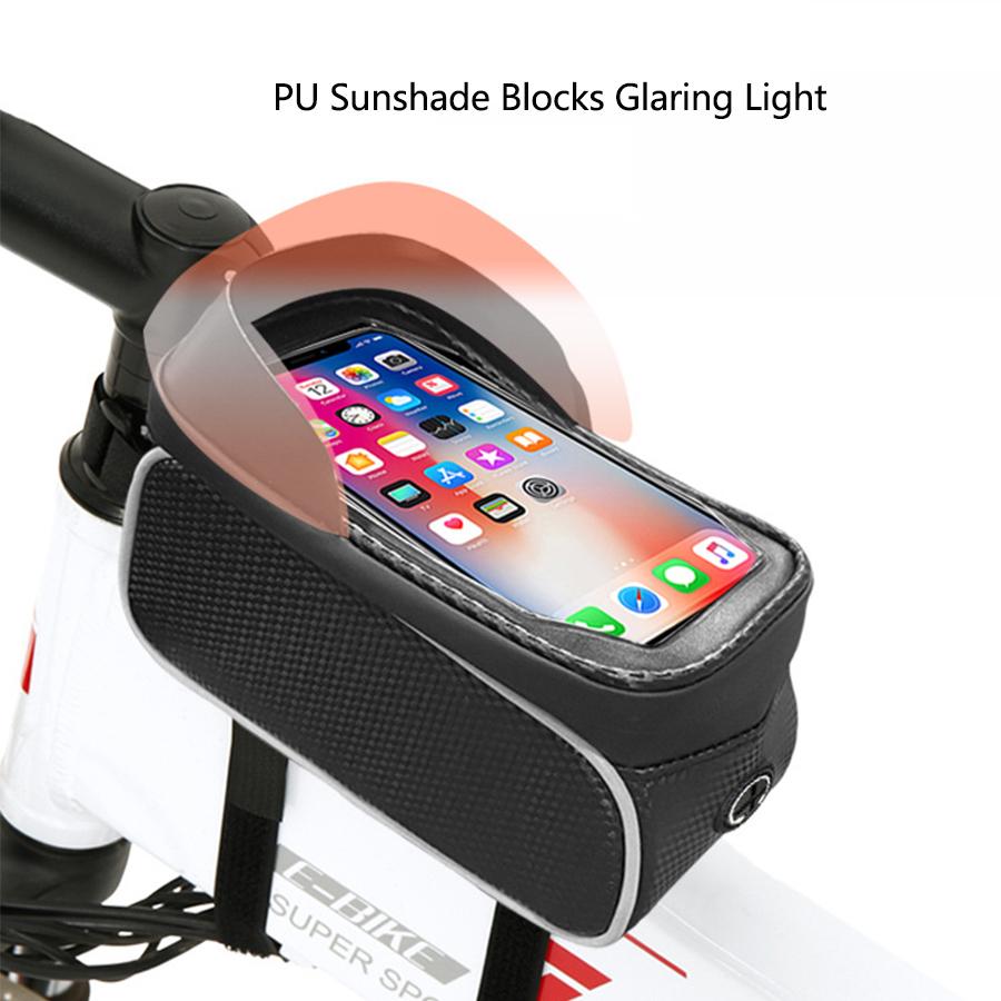 Waterproof Bicycle Frame Bag - Front Tube Phone Pouch for Cycling, Fits 7" Phones & Essentials, Durable Bike Accessories for Men