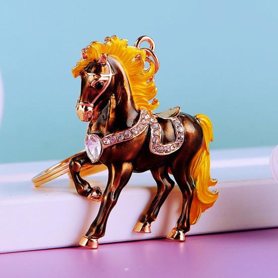 Horse Keychain Sparkling Rhinestone Keyring with Sparkling Rhinestones Inlaid Decorative Good Fortune Key Chain Holiday Accessory