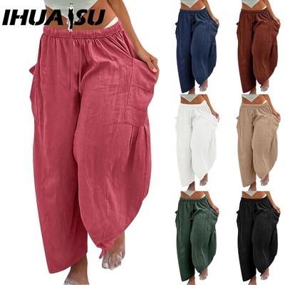Women's Fashion Casual Solid Color Print High Waist Pants & Capris