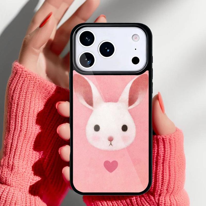 Bunny Rabbit Painting Design Phone Case for iPhone 17 16 15 14 13 Pro Max Back Cover for 12 11 Pro Coque