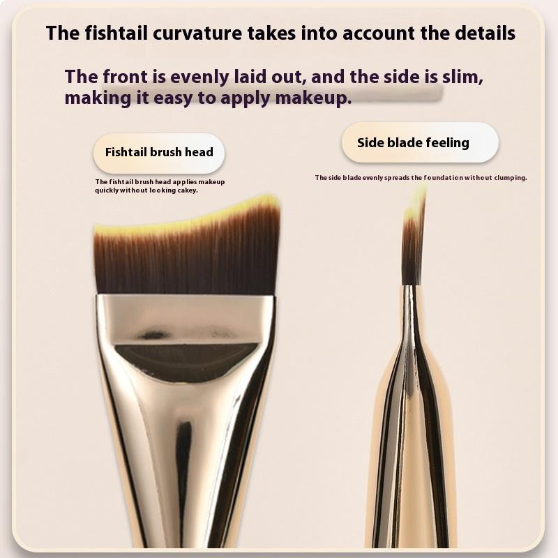 2Pcs Professional Arc-Shaped Flat-Head Ultra-Thin Foundation Brush, Paint-Free And Traceless Foundation Liquid Brush