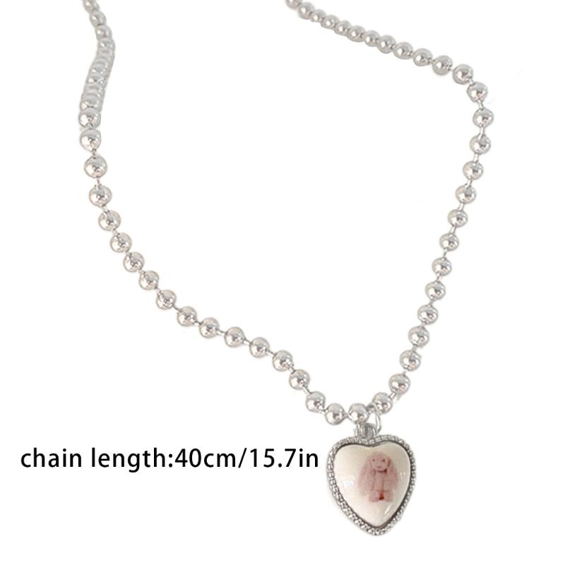 Colorful Butterfly Rabbit Collar Chain Cute Heart Pendant Necklace for Girls Sweet Heart Clavicle Chain Jewelry Women