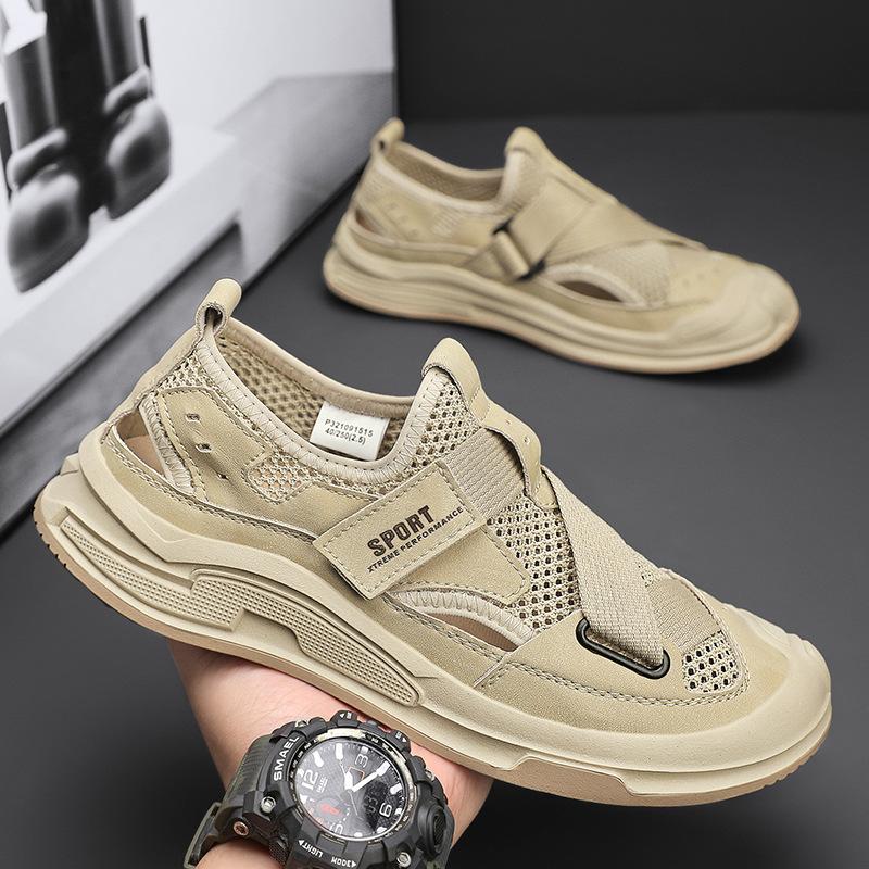 

Модные сандалии для мужчин Модные повседневные спортивные сандалии 2025 Лето Новые пляжные туфли для мужчин Дышащие сандалии с вырезами Трекинговые сандалии 38