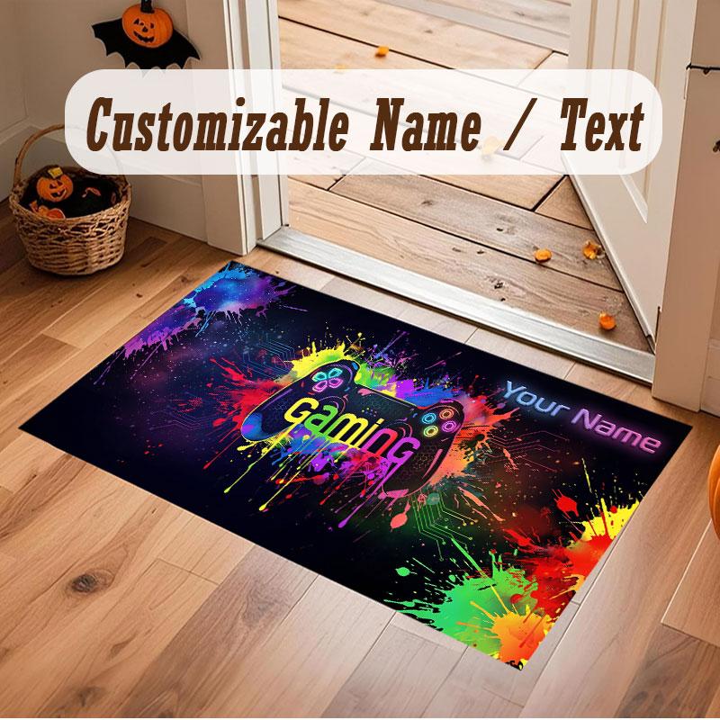 Decorative Artwork Theme Crystal Velvet Floor Rug Personalized Custom Name Text Warm Carpet Home Decoration