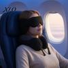 Ergonomic Neck Pillow for Air Travel Airplanes, 360 Degree Airplane Head Strap with 3D Eye Cushion Support Sleeping, No Bobbing Sleeping Aid