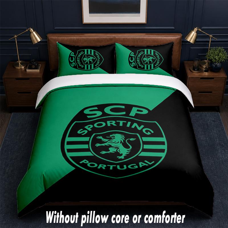 Sporting CP FC Design Bed Bedding Set 1 Duvet Cover + 2 Pillowcases Soft Breathable Household Bed Linens