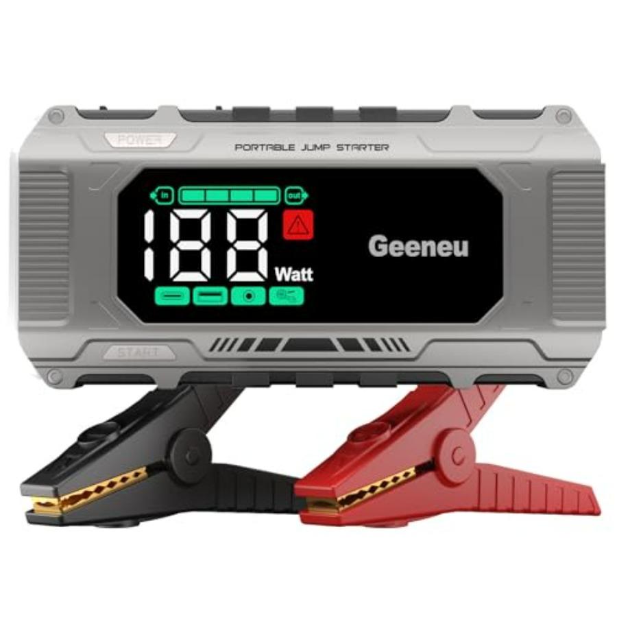Portable 12V Car Battery Charger Jump Starter 8000A with PD 65W Quick Charger 150W DC Output Large Screen Display LED Lights fo A