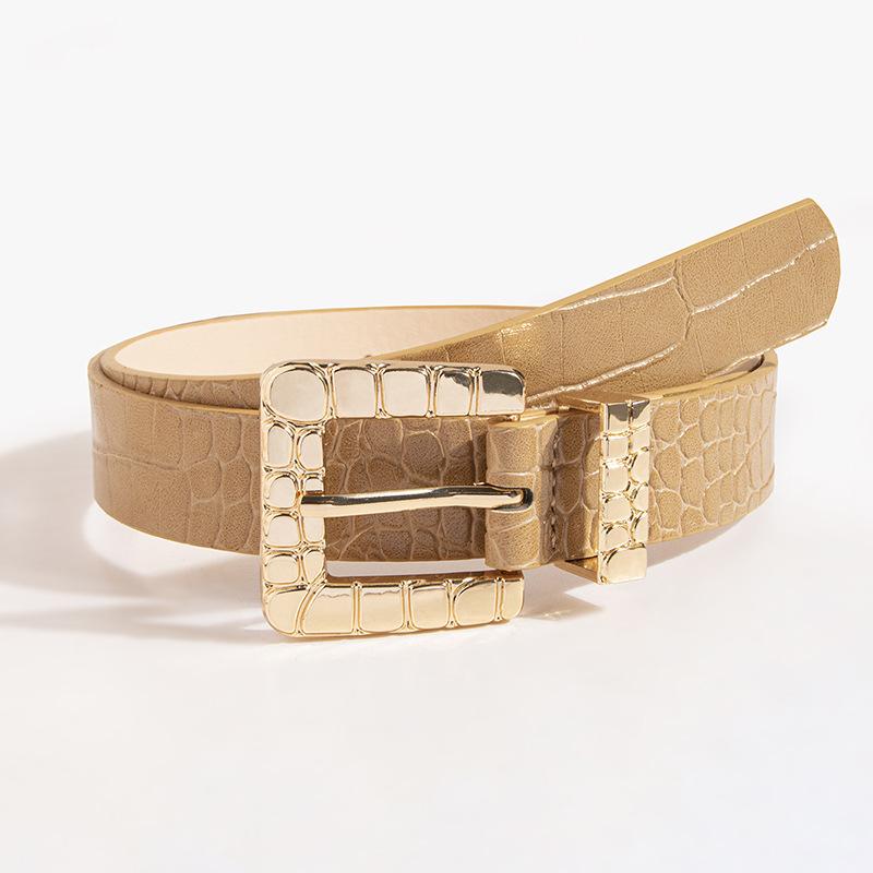 New Women's Crocodile Pattern Buckle Crocodile Pattern Patent Leather Chic Fashion European and American Business Belt