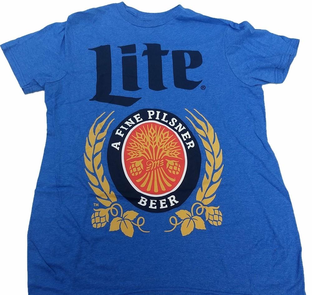 Miller Lite A Fine Pilsner Beer Mens T-Shirt (Blue) Unisex T-Shirt S