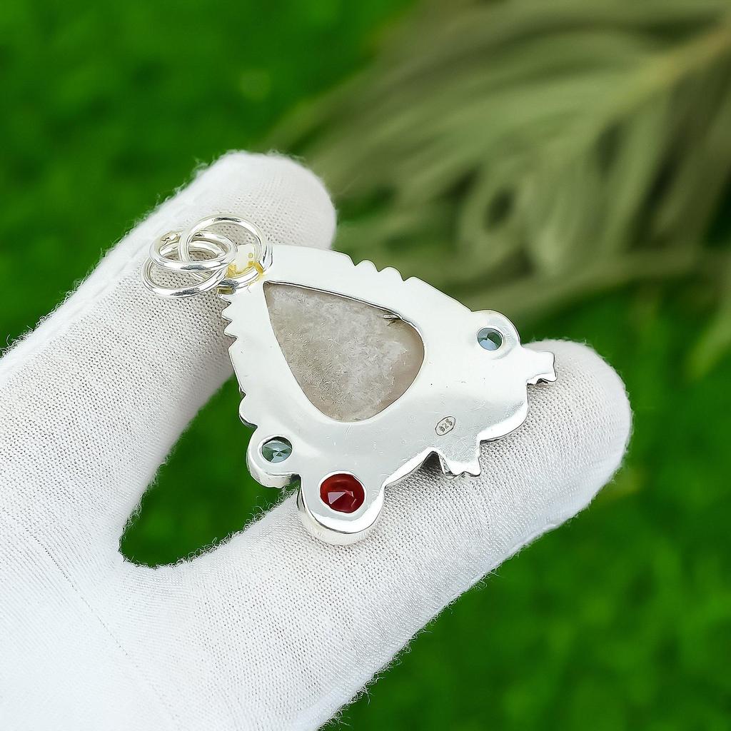 Frauentags-Sale Sterlingsilber Rosenquarz Edelstein Granat Boho Anhänger Schmuck