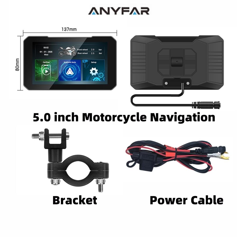 

ANYFAR 5-дюймовый беспроводной CarPlay Moto Android Auto портативный цифровой приборная панель мотоцикла GPS навигационный экран мотоцикла None