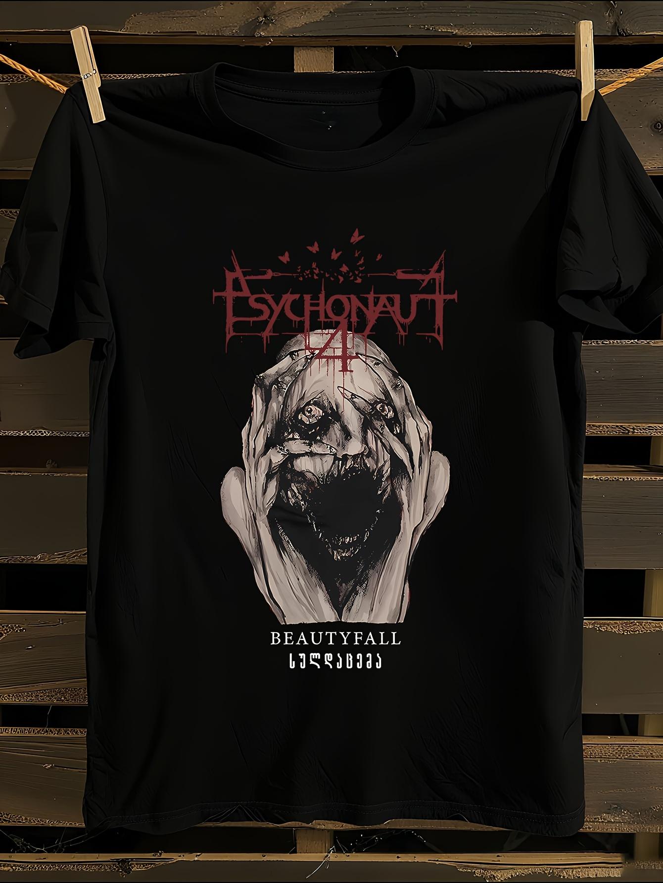 Psychonaut4 White and Black Gothic Heavy Metal Band T-shirt M