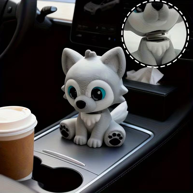 

3D Printed Retro Wolf Doll With Movable Head, Car Decoration And Desktop Ornament, Cute Model, Exquisite Gift 1Pc