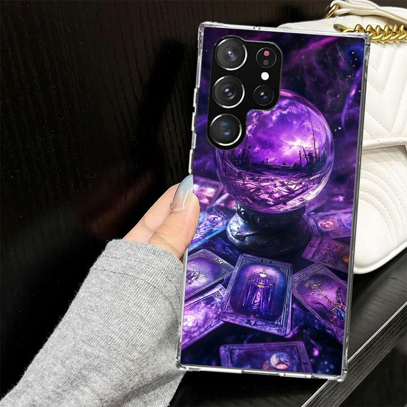 Witch Tarot Card Case for Samsung Galaxy S25 S24 S23 S22 Ultra Soft Phone Cover S25 Edge S21 Plus S20 FE S10 + Black Cover