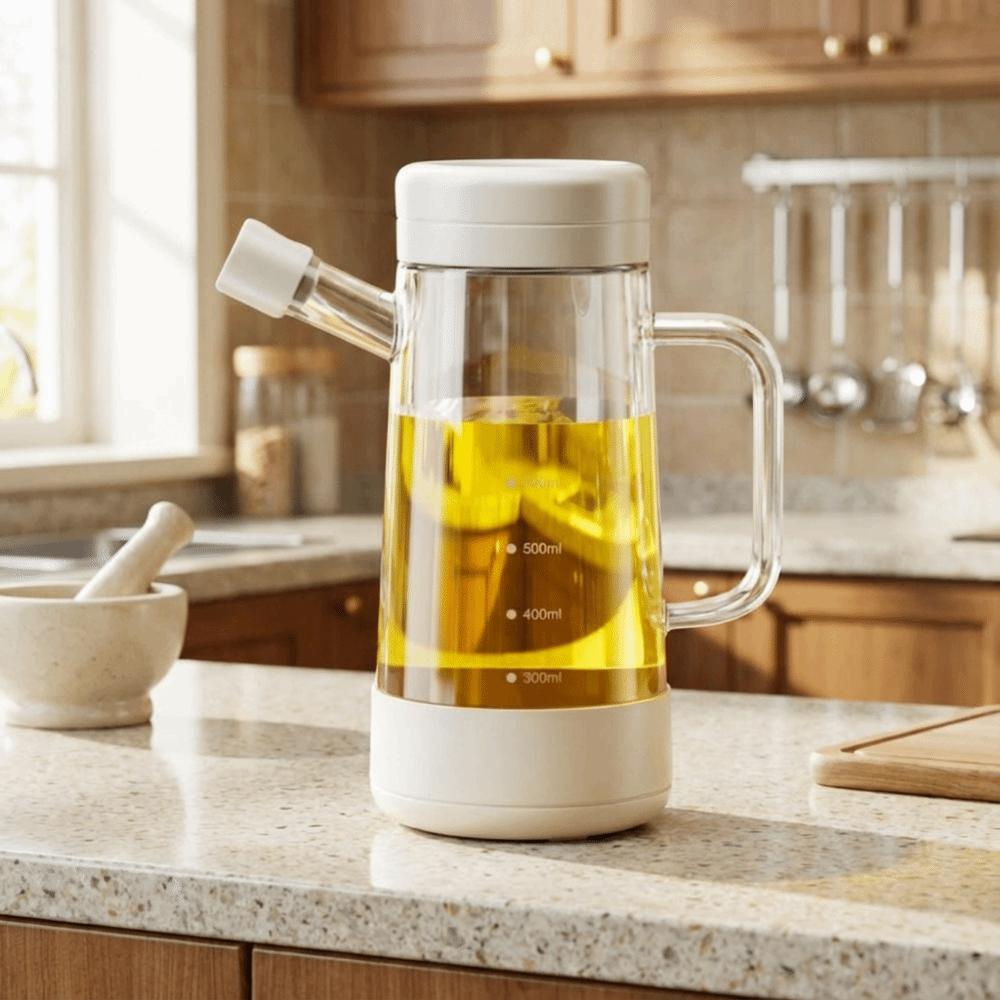 700 ML Glass Oil Bottle Leak-proof Heat-resistant Gravity Oil Bottle with Handle Large Capacity Olive Oil Dispenser Restaurant