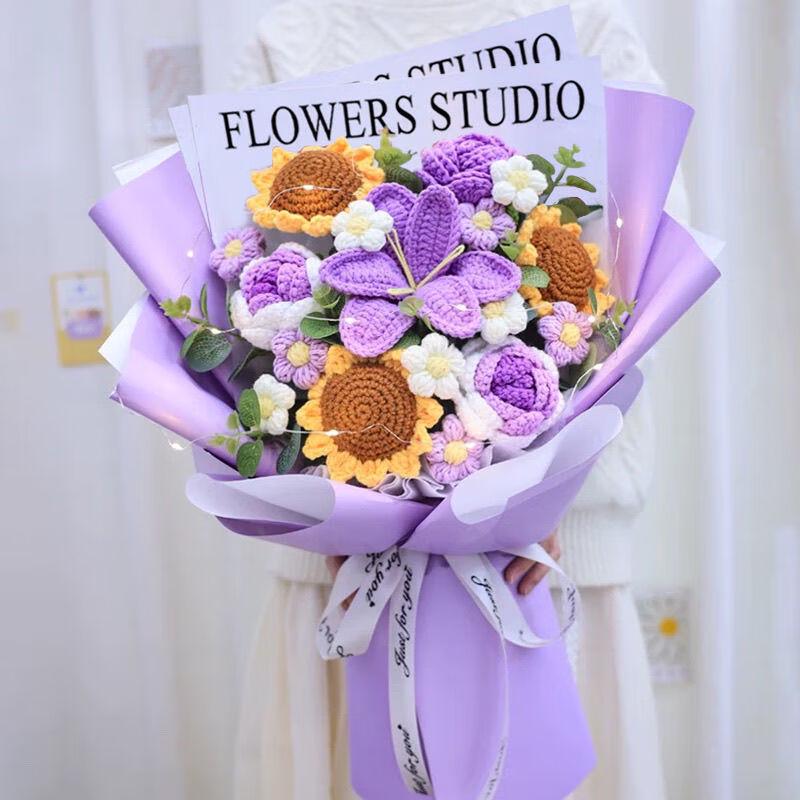 Handmade Knitted Rose Flower Gift
